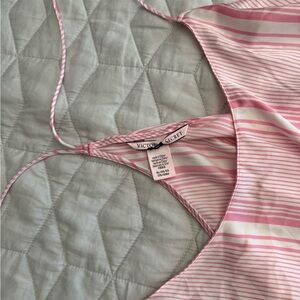 Victoria’s Secret pink and white striped satin pajama set